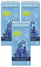 Regular Organic Cotton Tampons with Applicator - 3 Pack