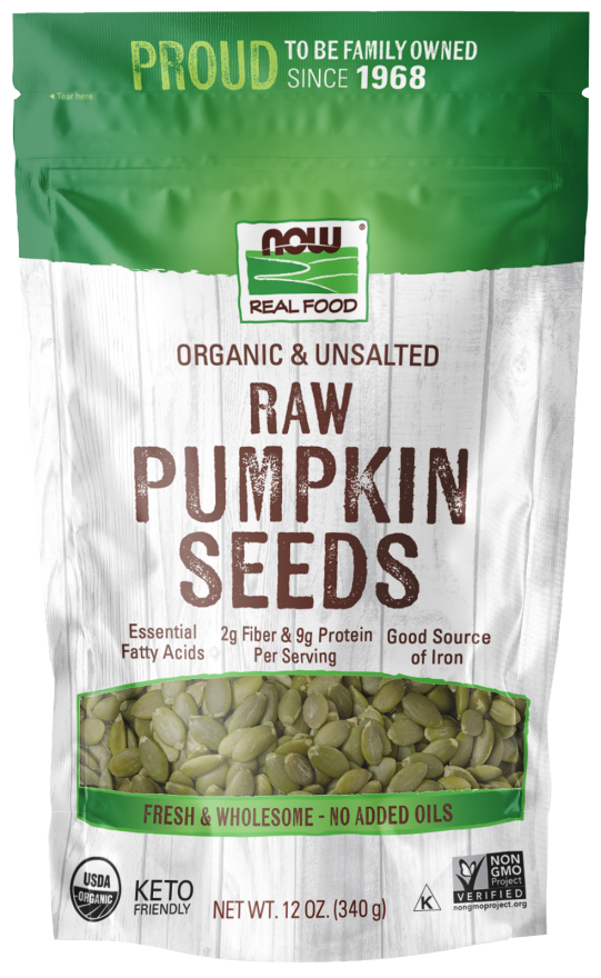 NOW Foods Pumpkin Seeds, Organic, Raw & Unsalted, 12 oz.