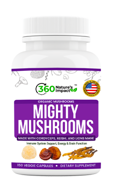 Mighty Mushroom Supplement with Reishi Mushroom Extract and Lion's Mane Mushroom for Cognitive & Energy - Along with Cordyceps Sinensis for Oxygen Utilization - 150 Veggie Capsules